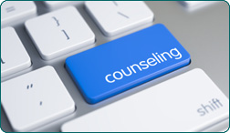 Counseling button on a computer keyboard
